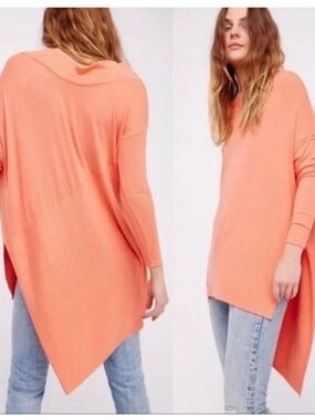 We The Free Asymmetrical grapevine coral Orange tunic top